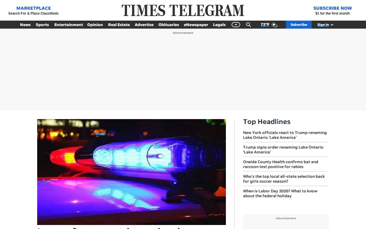 Frankfort local arrest news source, Times Telegram record coverage