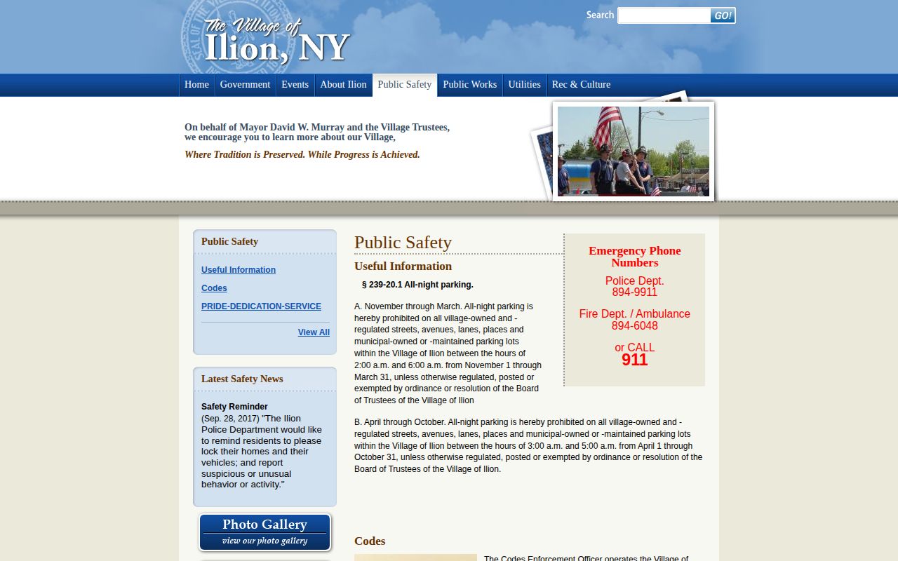German Flatts local arrest record source, Village of Ilion Public Safety page